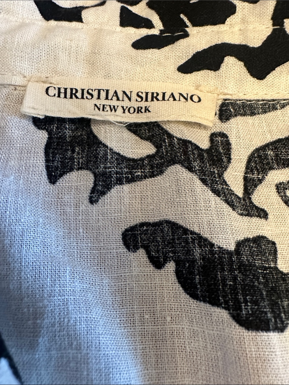Christian Siriano Cream Black Floral Tie-Front Blouse Black & Beige YT12 - Picture 3 of 5